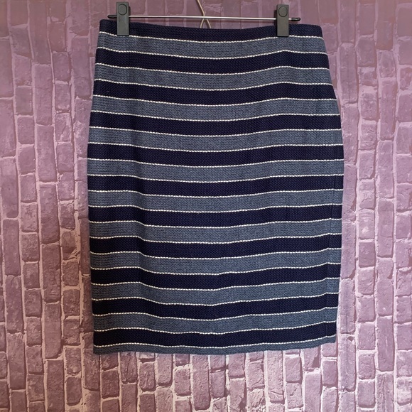 Navy Stripe Textured Jacket & Skirt Set - Picture 8 of 11